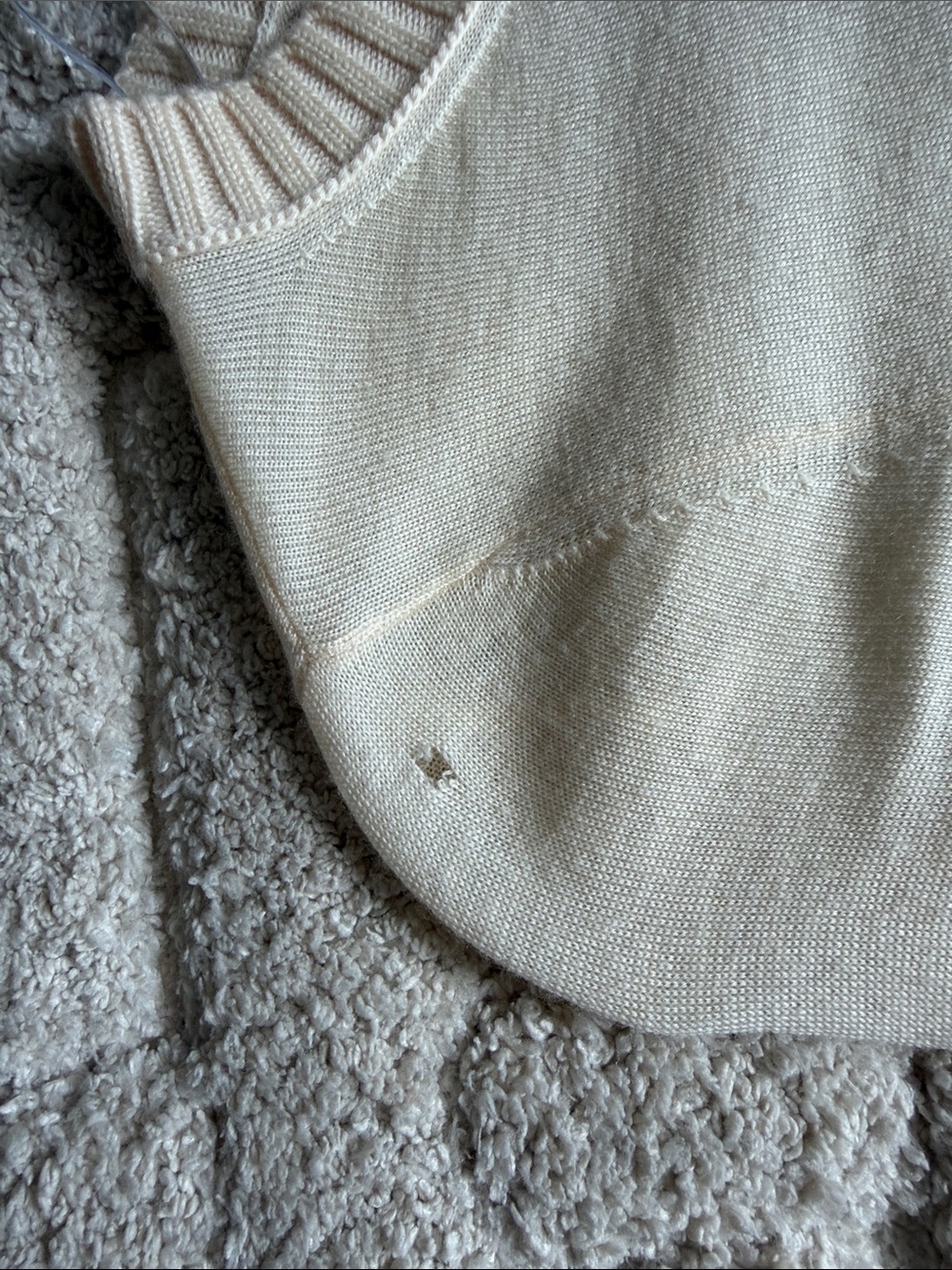 Moncler Cream Layered Hem Crewneck Sweater - Picture 5 of 5